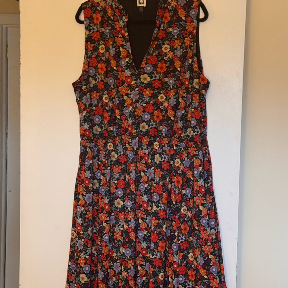 Anne Klein Black Floral Midi Dress